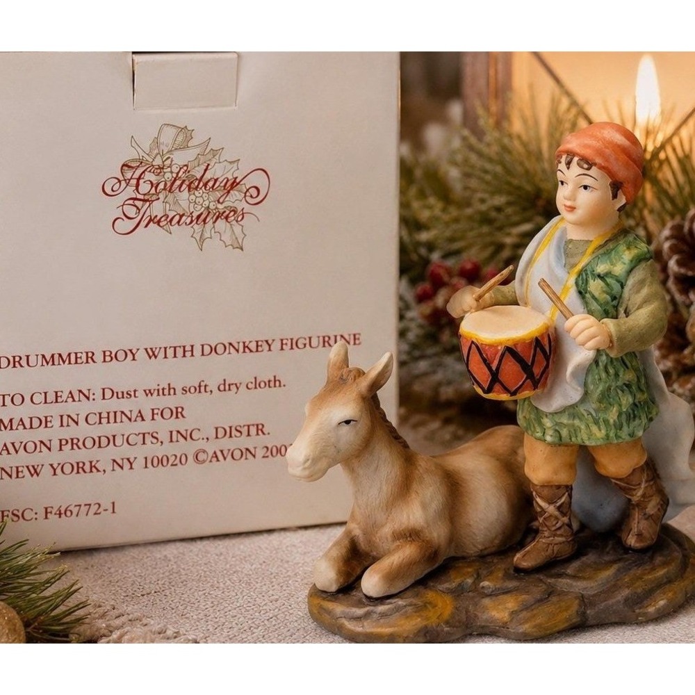 VTG Avon Drummer Boy Donkey Holiday Treasures 2003 Collectible Display w/ Box